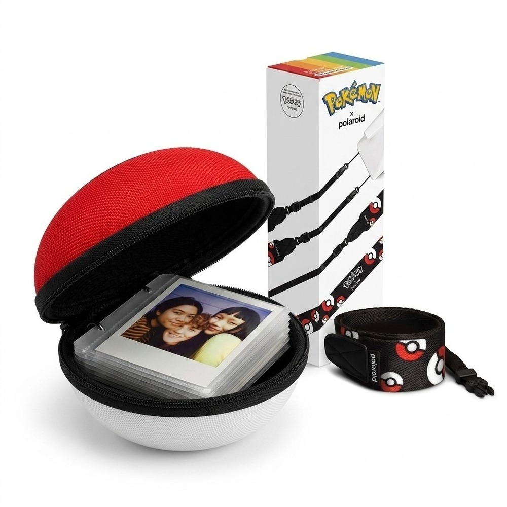 Polaroid Pokemon Camera Strap & Polaroid Go Photo Album Set Poke Ball Red White